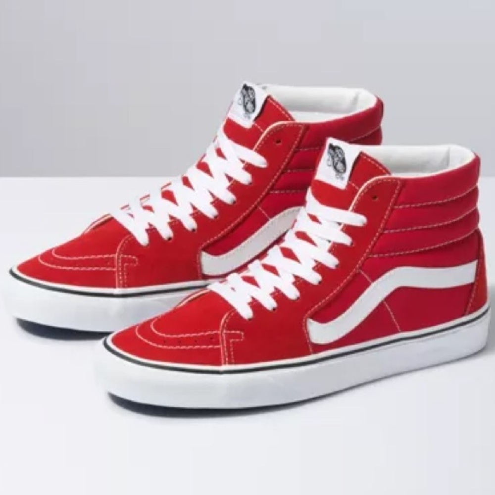 Vans Red Sk8 Hi’s Canvas Sneakers